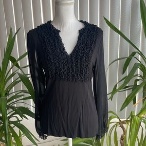 NWOT AUGUST Silk top with details ruffles size medium